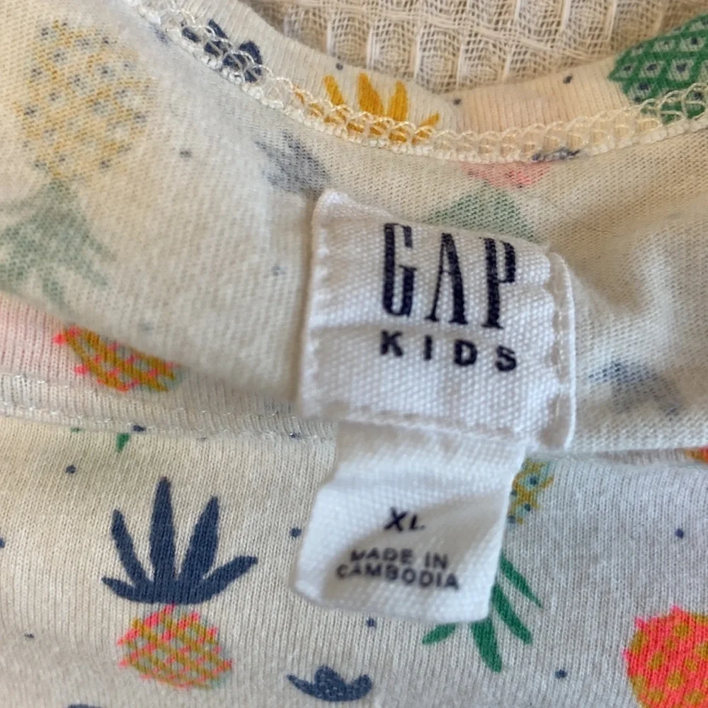 GAP Girls Pineapple Patterned Cotton T-shirt Short Sleeve Dress - XL